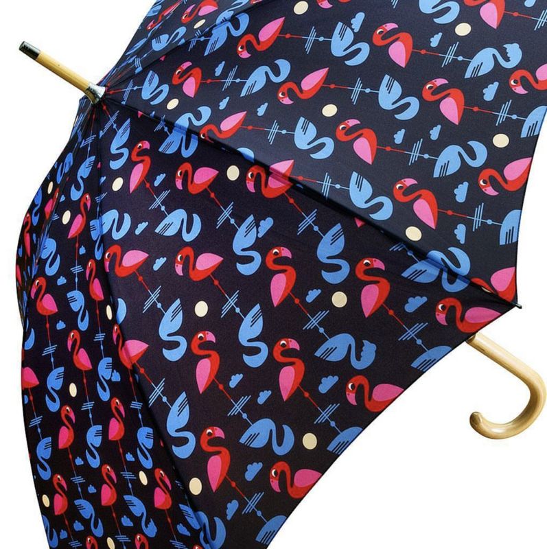 Paraply med flamingoer