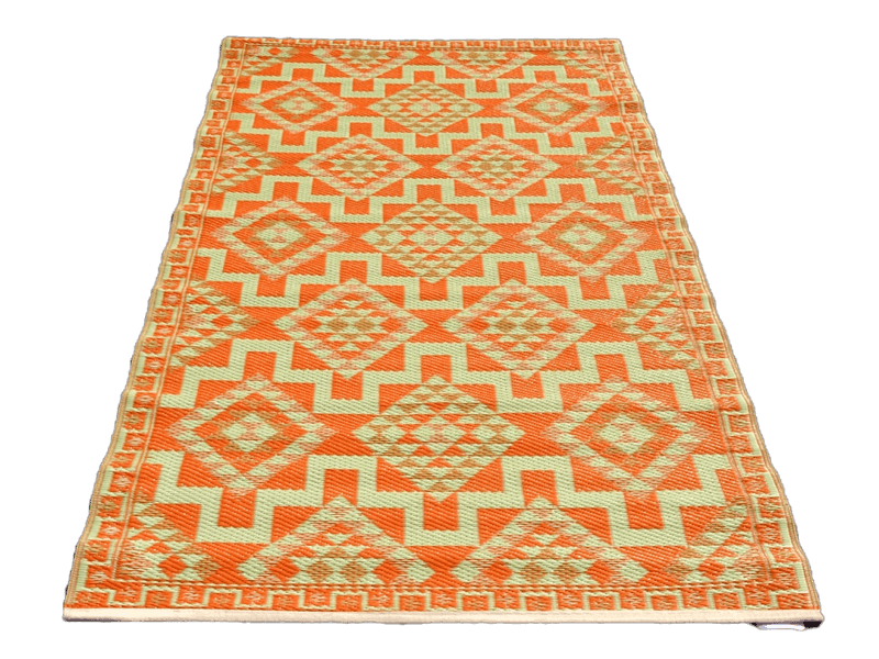 Plastmatte Indisk 120x180cm Orange/Olivengr&oslash;nn/Lysegr&oslash;nn