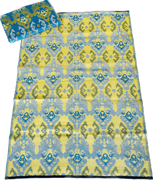 Plastmatte Indisk 120x180cm Gul/Lysebl&aring;/Hvit