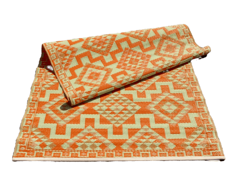 Plastmatte Indisk 120x180cm Orange/Olivengr&oslash;nn/Lysegr&oslash;nn