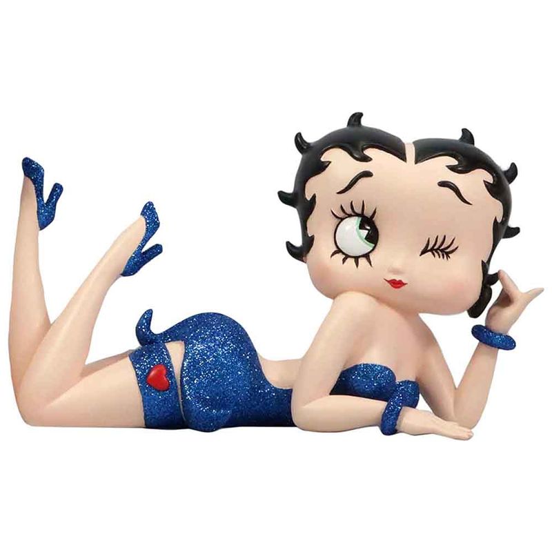 Betty Boop 20,5 cm som ligger i glitterkjole